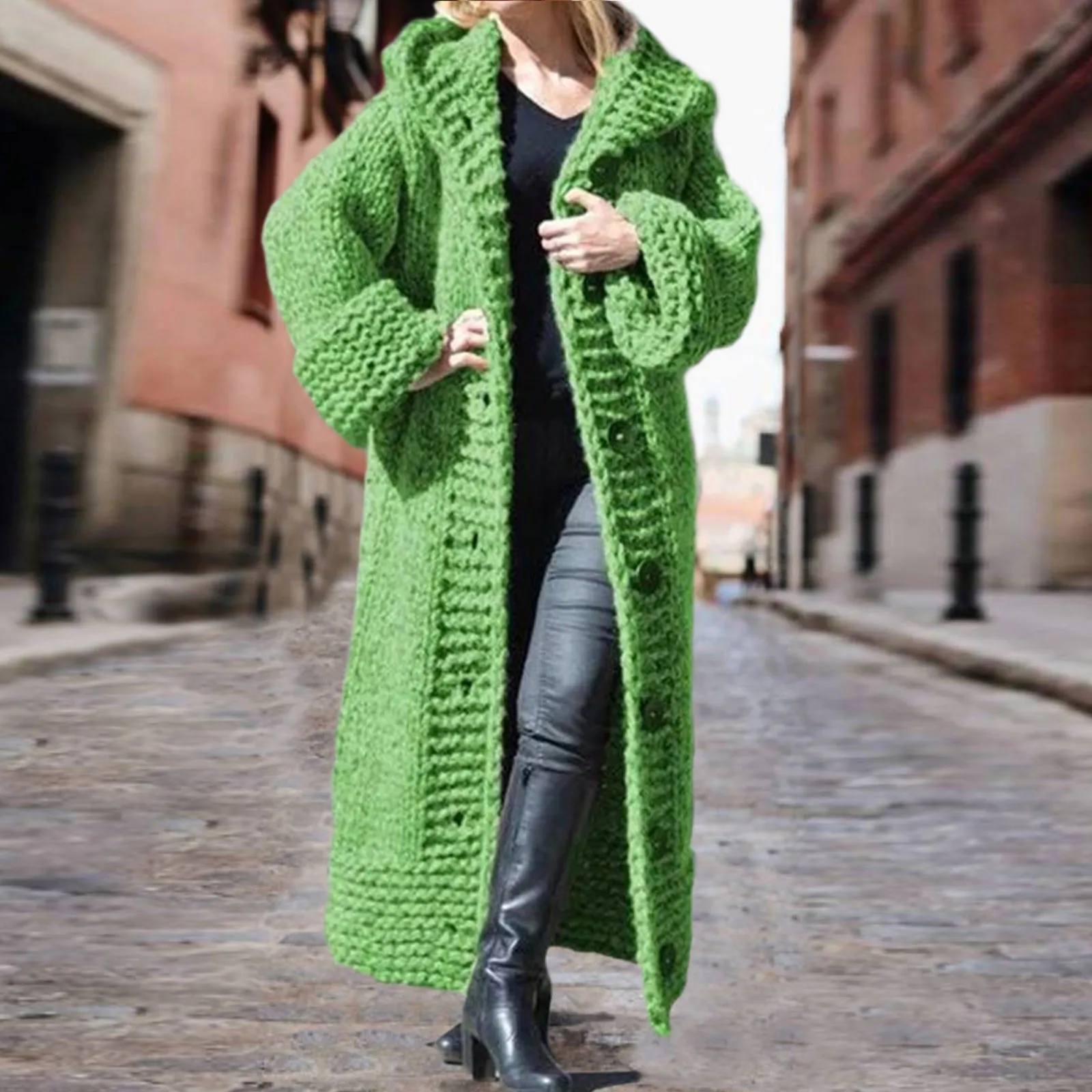 2024 nuove donne autunno inverno maglione oversize con cappuccio tinta unita manica lunga sciolto confortevole cappotto moda elegante maglione