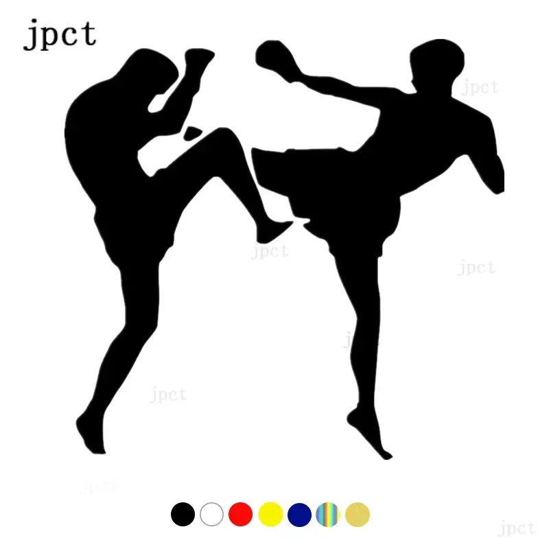 Taekwondo pattern car vinyl sticker, black and white five colors, PVC waterproof sunscreen decal, 15cmx14cm multiple sizes
