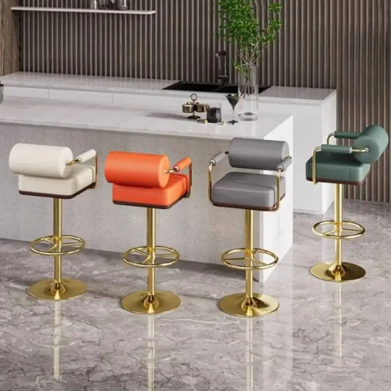 

Роскошные современные барные стулья, регулируемый золотой дизайн, кухонные барные стулья для макияжа, акцент, скандинавский поворотный табурет для бара, декоративный