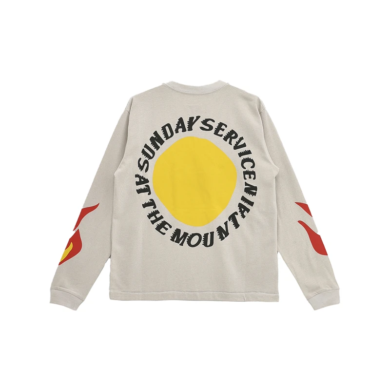 Kanye West Sunday Service Choir Limited Flame Long sleeves Shirt Foam Print in Stock