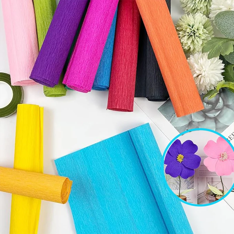 Colored Crepe Paper Roll Crepe Paper Sheets Origami Flower Making Crinkled Crepe Paper DIY Craft Gift Wrapping Paper Decorations - Image 2