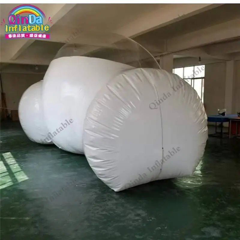 Tienda de burbujas inflable transparente de dos habitaciones para acampar al aire libre, tienda iglú inflable transparente para alquiler