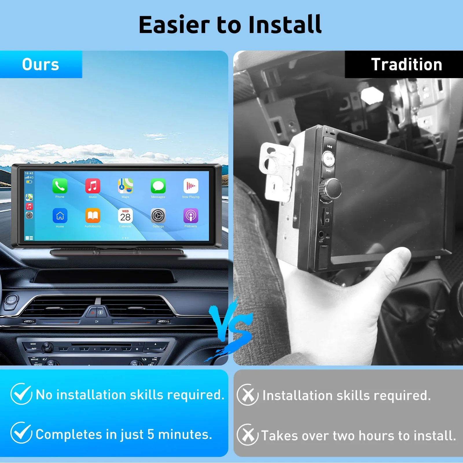 ESSGOO 8.1 "المحمول CarPlay العالمي اللاسلكي أندرويد السيارات راديو ستيريو السيارة MP5 لاعب FM BT مع كاميرا للسيارات والشاحنات فان