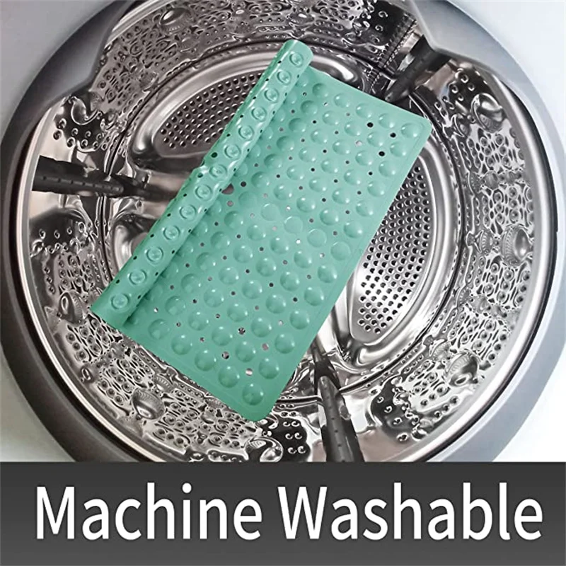 Square Bath Shower Tub Mat for Bathroom Non Slip Bathtub Mats with Suction Cups Drain Holes Machine Washable 53x53cm/ 21x21 Inch