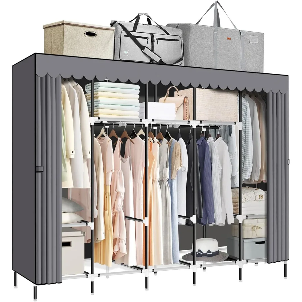 

Portable Closet, Great Size 82-Inch Portable Wardrobe with 5 Hanging Areas and 10 Storage Shelves for Hanging Clothes