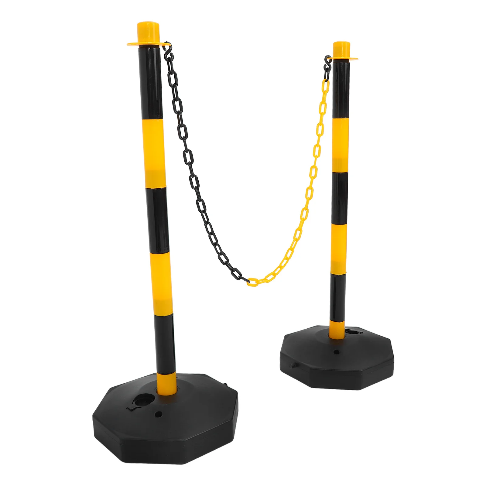 1 Juego de postes de tráfico de bolardo de carretera, barrera de seguridad de plástico portátil, Base rellenable, estacionamientos, sitios de construcción, tráfico de seguridad