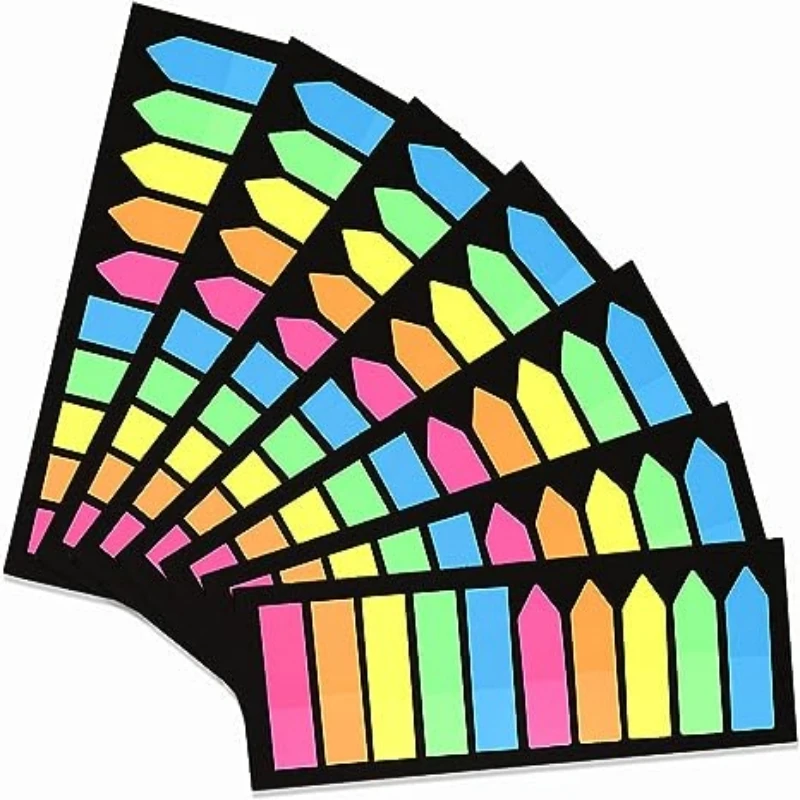 1400 PCS Fluorescent Translucent Sticky Note Flags, Arrow Flag Colored Sticky Notes, Arrow Index Tabs, Page Flag Markers