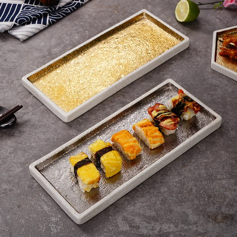 

Japanese Rectangular Sushi Plate Ceramic Plate Sashimi Dishes Sushi Plate Restaurant Dessert Dishes Barbecue Special Tableware
