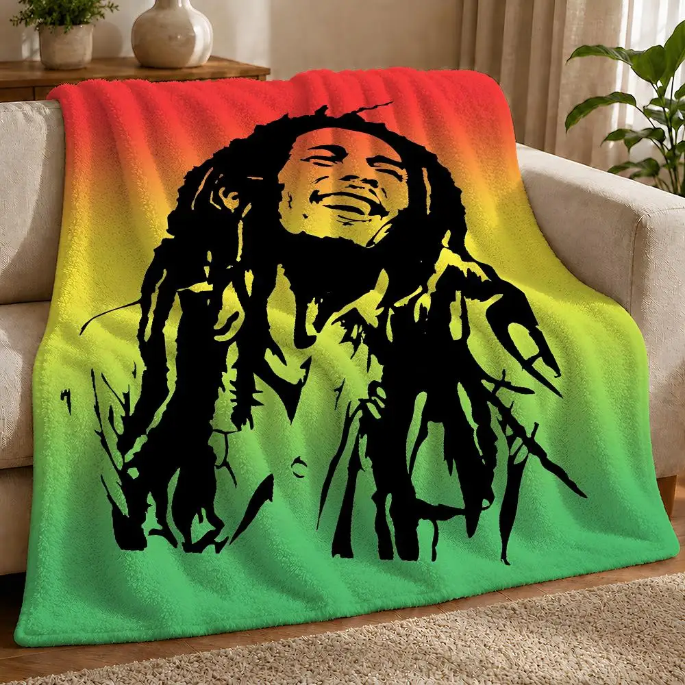 Reggae Singer B-Bob Marley Throw 1pc Flannel Blanket Soft Lightweight Warm Cozy For Bedroom Sofa Bed