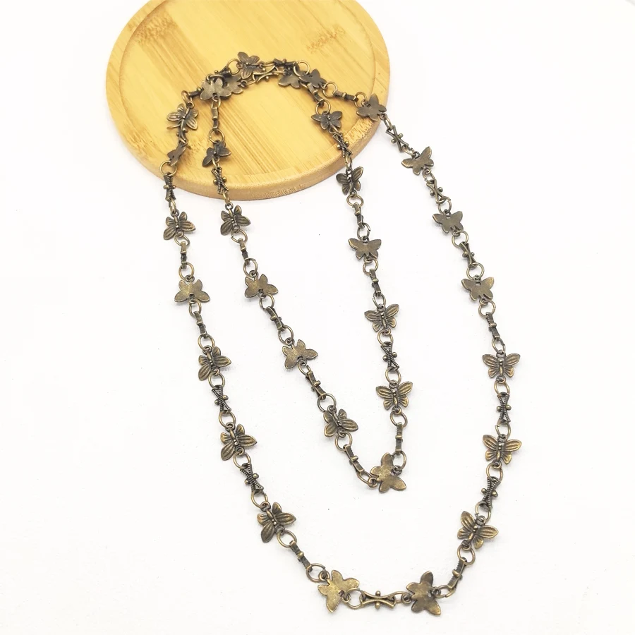 1Meter Alloy Antique Bronze Butterfly Chains Vintage Bohemia Long Chain For Women Necklace Male Bracelet Gift 14*10mm (32082)