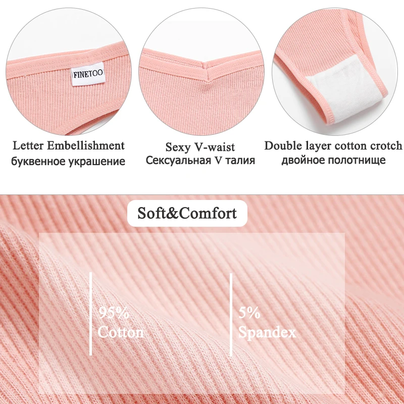 FINETOO 4 ks/sada M-4XL bavlněné kalhotky dámské sexy kalhotky pro ženy spodní prádlo plus size kalhotky - náhled 2