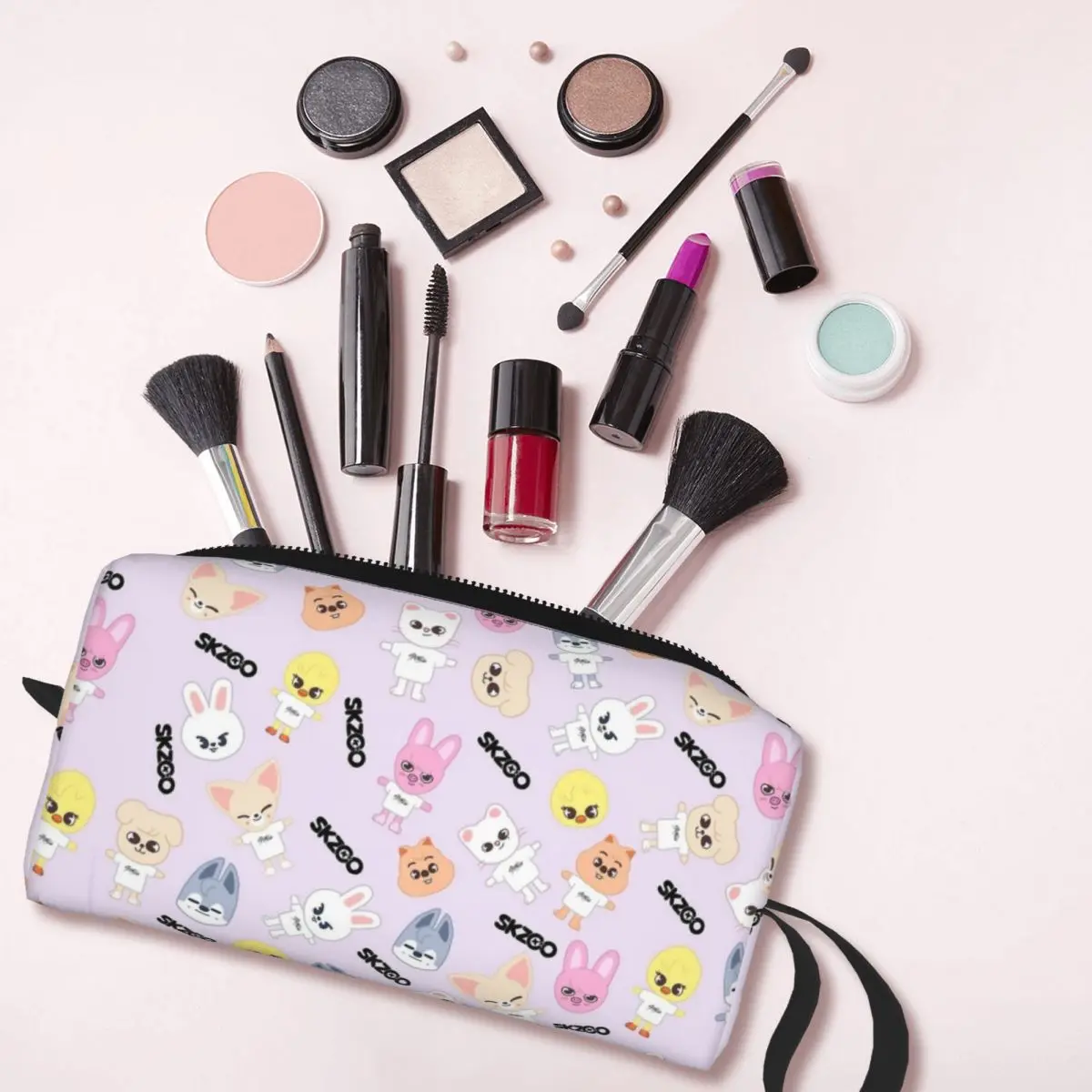 STRAY Cute KIDS-Bolsa de maquillaje grande para mujer, neceser de viaje con cremallera, bolsa de aseo portátil, SKZ Kpop Idol