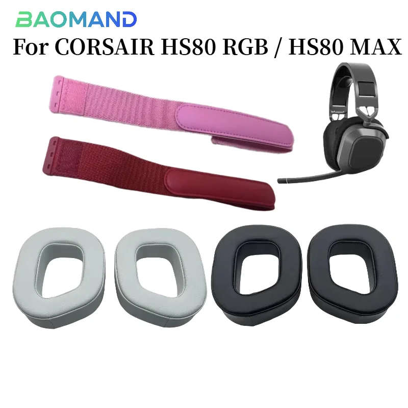 

Replacement Ear Pads Earpads Headband for CORSAIR HS80 RGB / HS80 MAX Headset Headband Protectors Cover
