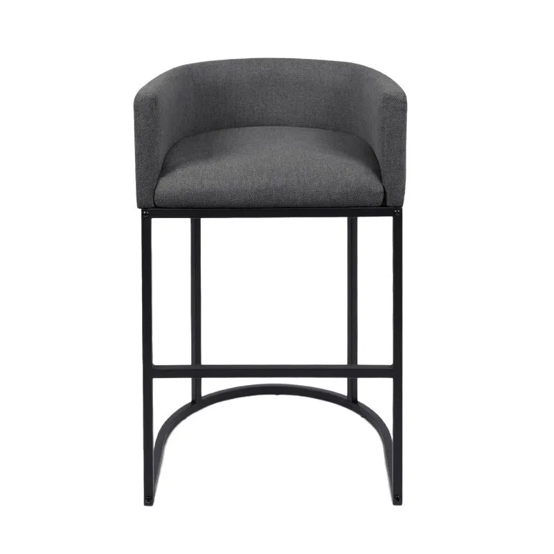 #Modern Height Accent Barrel Counter Barstools Armchairs Linen Fabric Metal Frames For Hotel Dining Kitchen Island Commercial Us