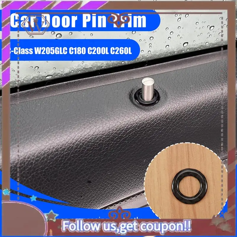 A57E-Car Door Pin Trim, 4Pcs Carbon Fiber Door Lock Pin Cover Trim Fits For Mercedes Benz C-Class W205 GLC C180 C200L C260L