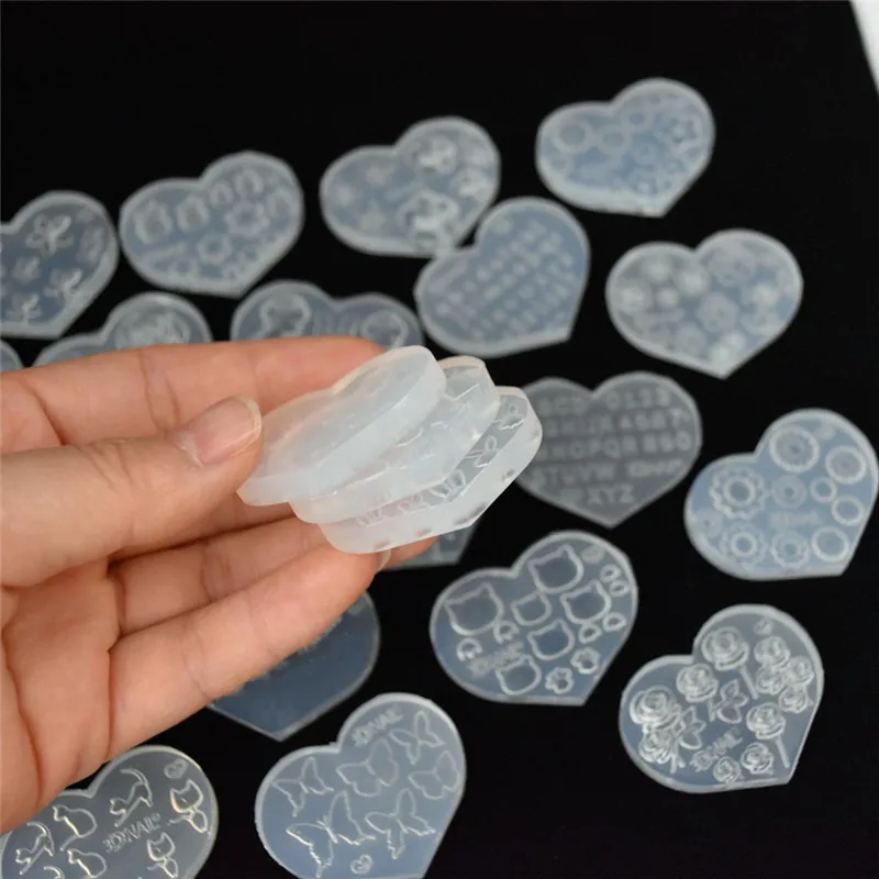 Silicone Mold Tiny Nail Art Star Flower Heart Cat Letter Shell Epoxy Resin Casting Molds For DIY Epoxy Resin Nail Art Crafts