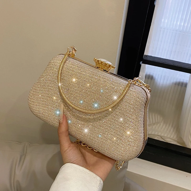 Luxury High Design Women Evening Bag Brand Party Banquet Glitter Bag for Ladies Wedding Clutch Handbag Shoulder Bag Chain Bolsas