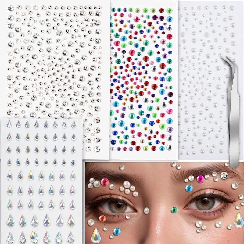 Acrylic Star Diamond Face Stickers for Kids Forehead Self Adhesive Gems DIY Journal Scrapbook Decor Non Toxic Skin Friendly