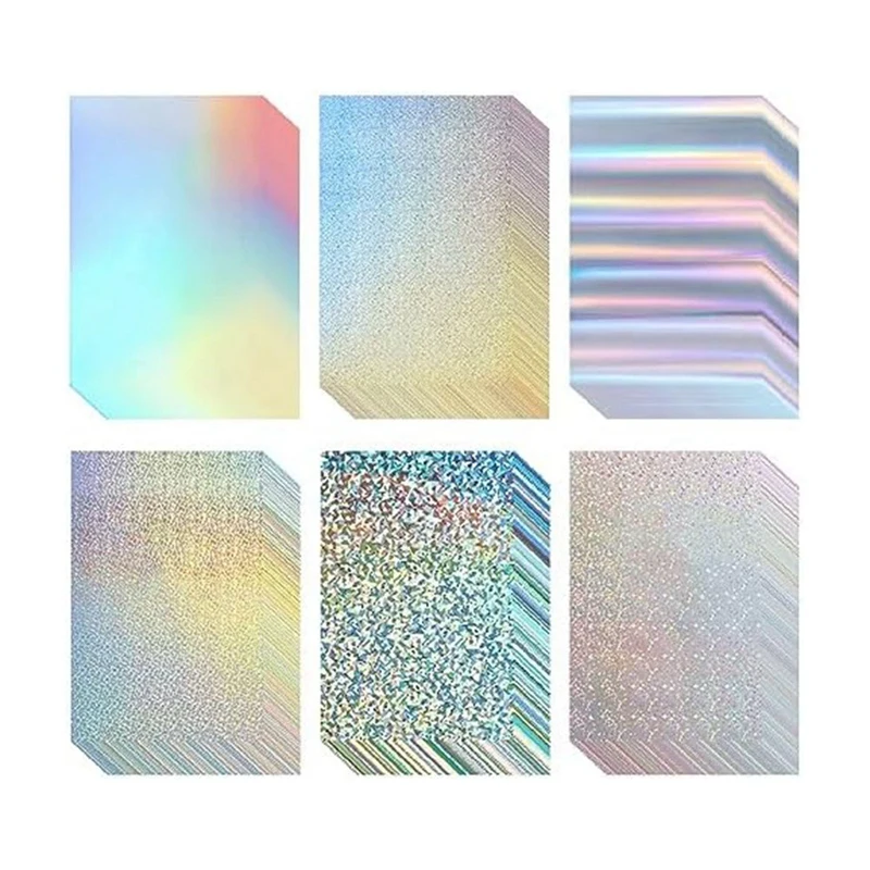 

120Pcs Holographic Cardstock Stock 8.5X11inches Mirror Paper Sheets For Craft Cardboard Letter Poster Supplies