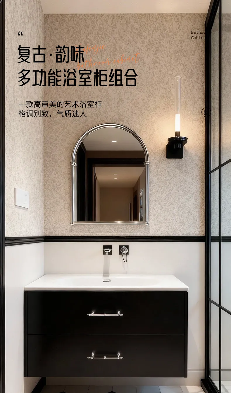 

Bathroom cabinet, rubber wood paint bathroom double drawer sink, sink washbasin cabinet combination