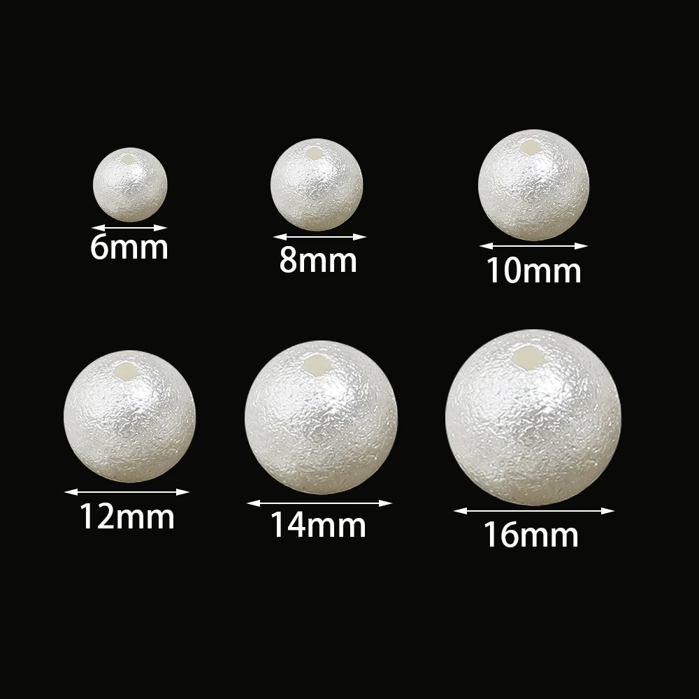 6-16mm Matte ABS Imitation Pearl Beads White Wrinkled Beads Round Loose Beads For Jewelry Making DIY Bracelets Accessories