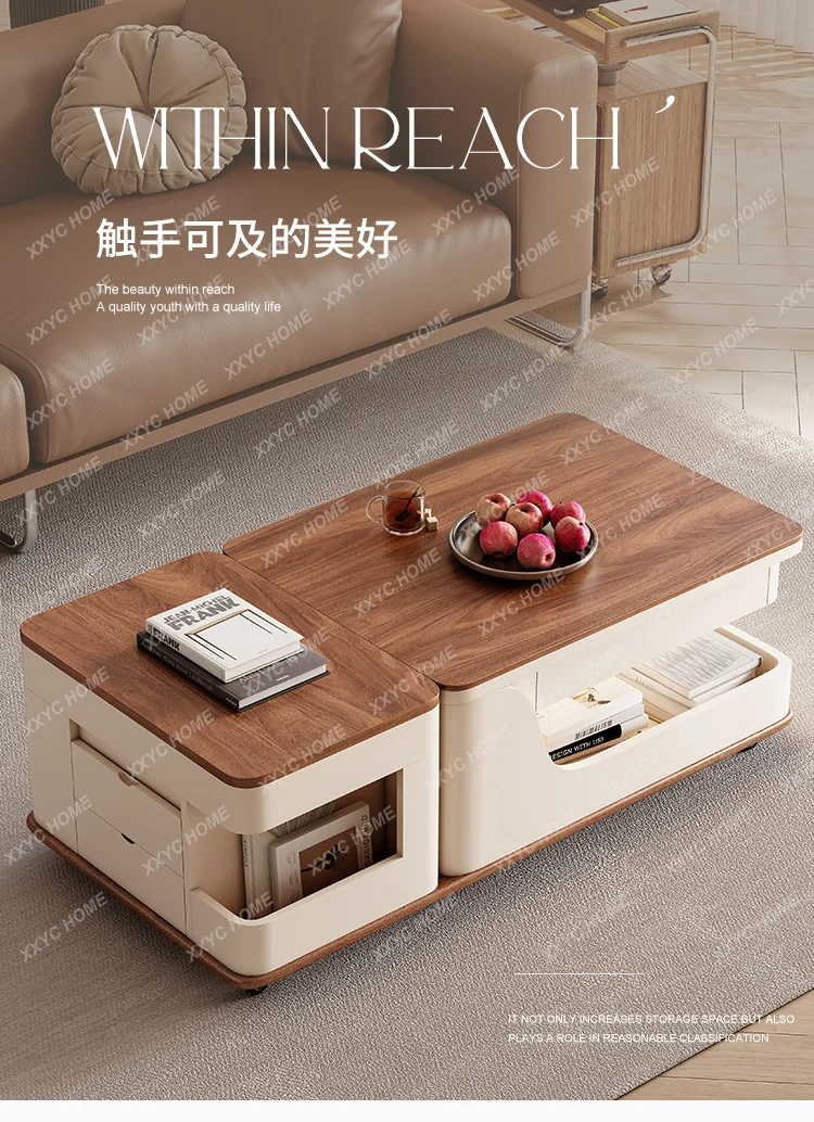 Unique Storage Coffee TableClear Rectangle Floor Modern Balcony Side Table Living Room Wood Wohnzimmertisch Furniture
