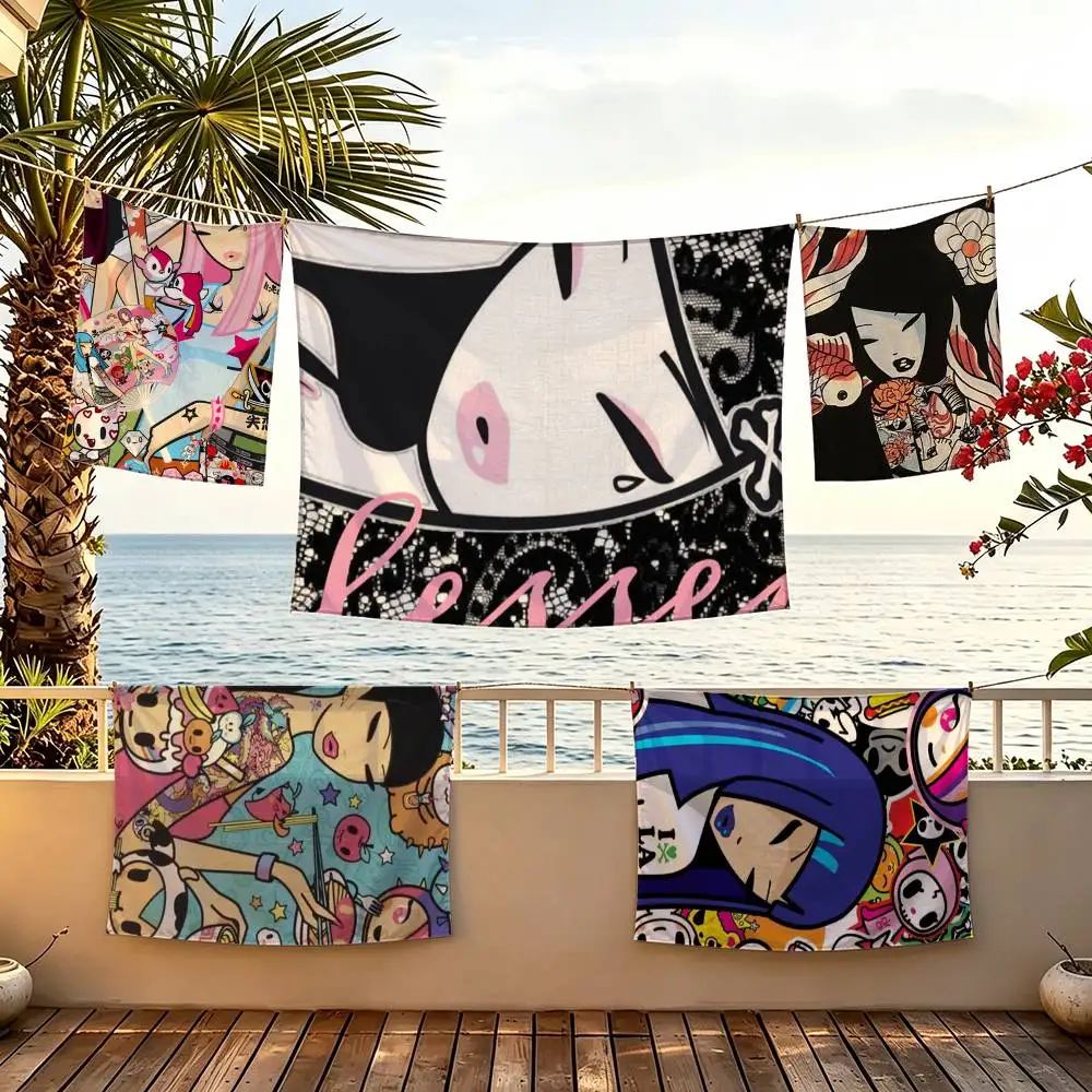 Cartoon T-Tokidokis-s flag For Camping Party Picnic Studio Booth Background Wall Interior Decoration Banner