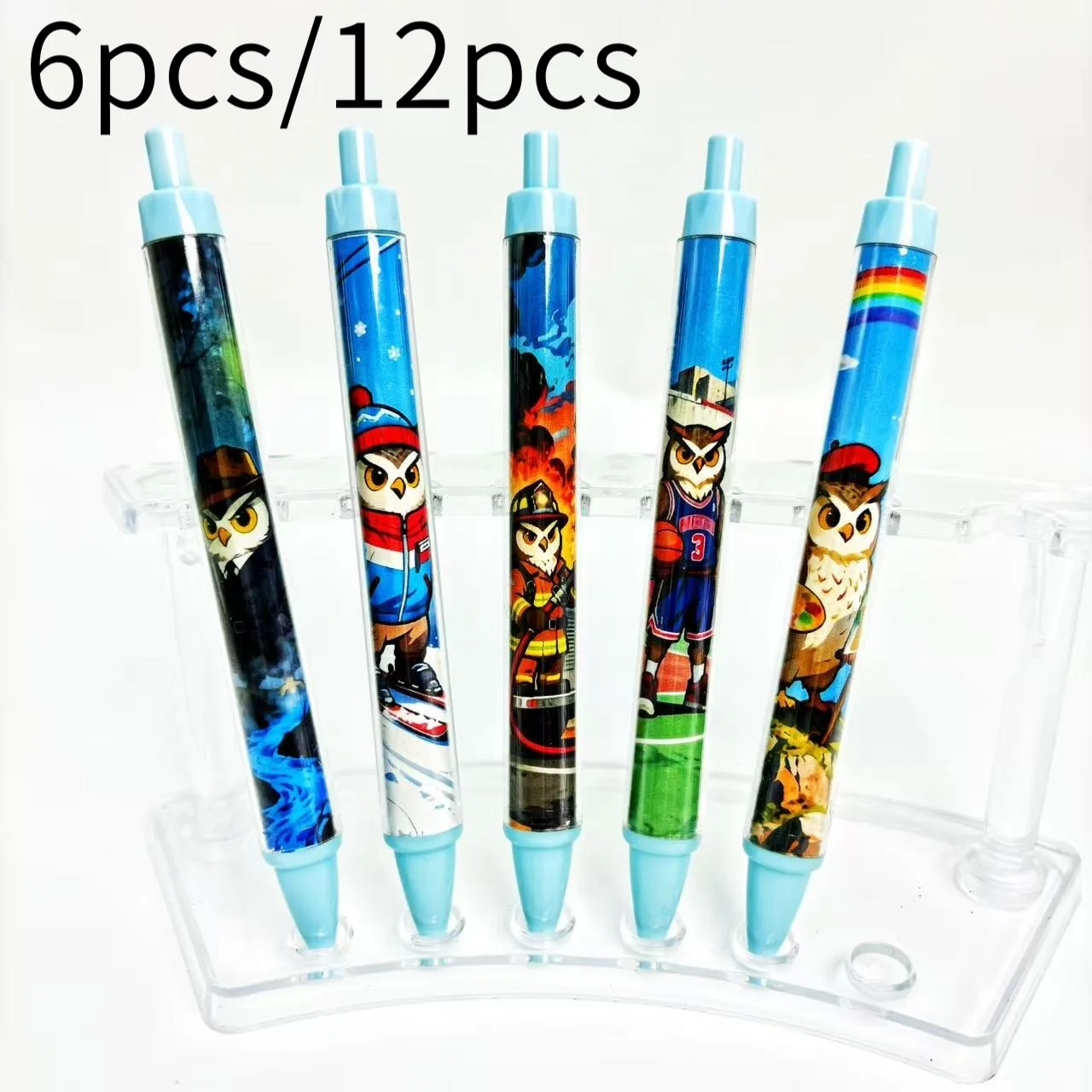 6Pcs/12Pcs Kreative Eule Körper Kugelschreiber Weihnachten Eule Versenkbare Kugelschreiber Student Writing Geschenk Stift
