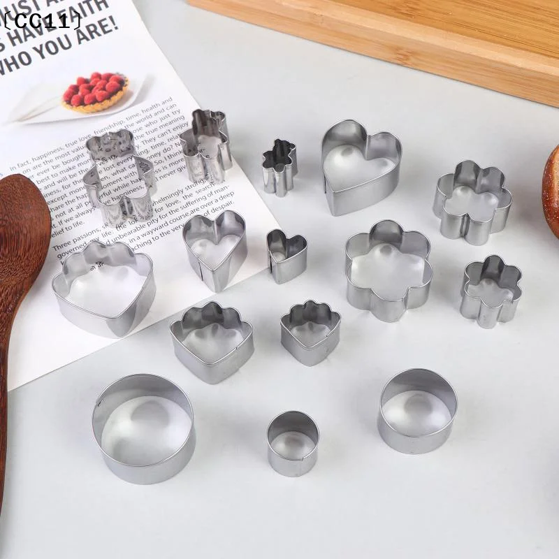 3 Size Stainless Steel Heart Flower Round Cloud Bear Shape Cookies Cutters Fondant Cake Decor Tools Mold Kitchen Bakeware〔CC11〕