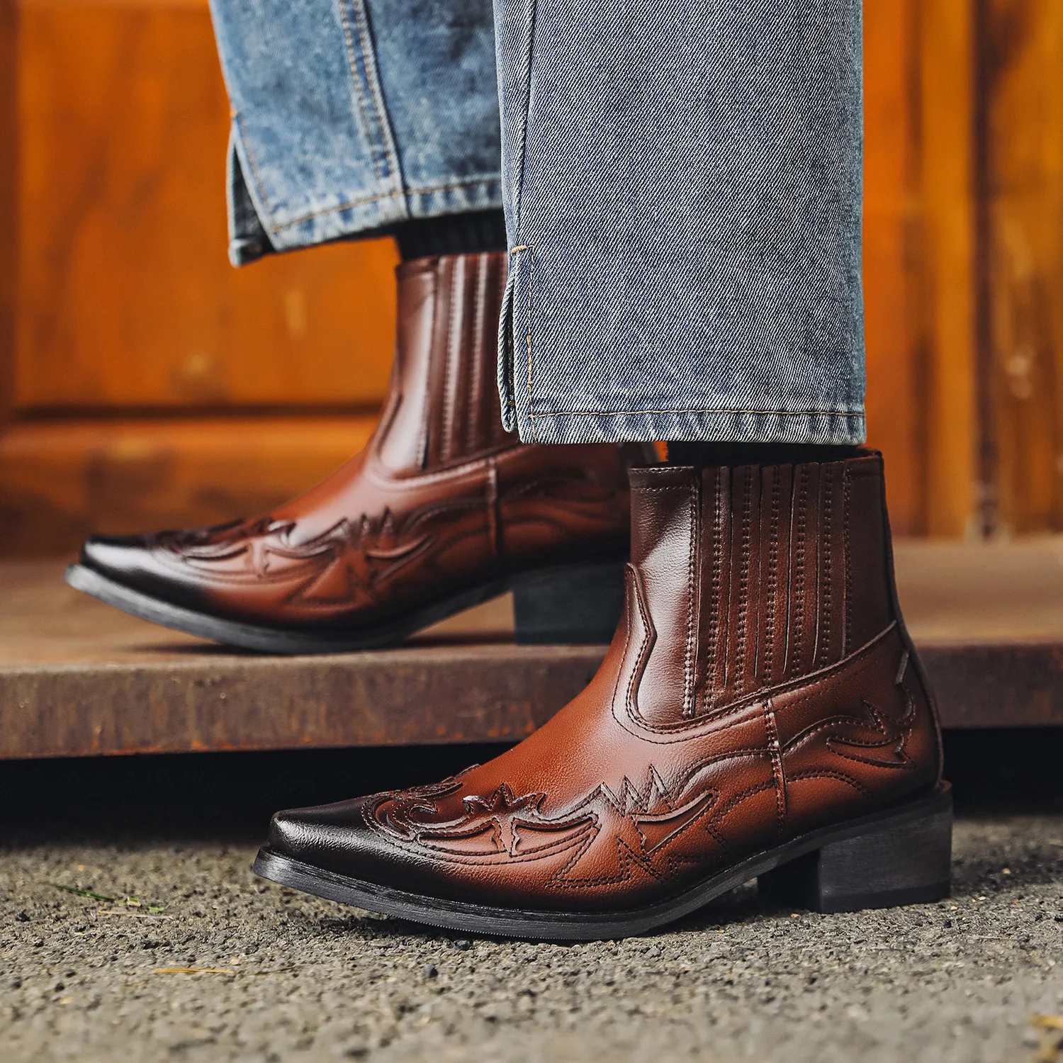 WHOHOLL Fashion Casual Boots Comfortable Durable Outsole Men Shoe High Quality Men Boot Wear Resistant High Top Motorcycle Boots
