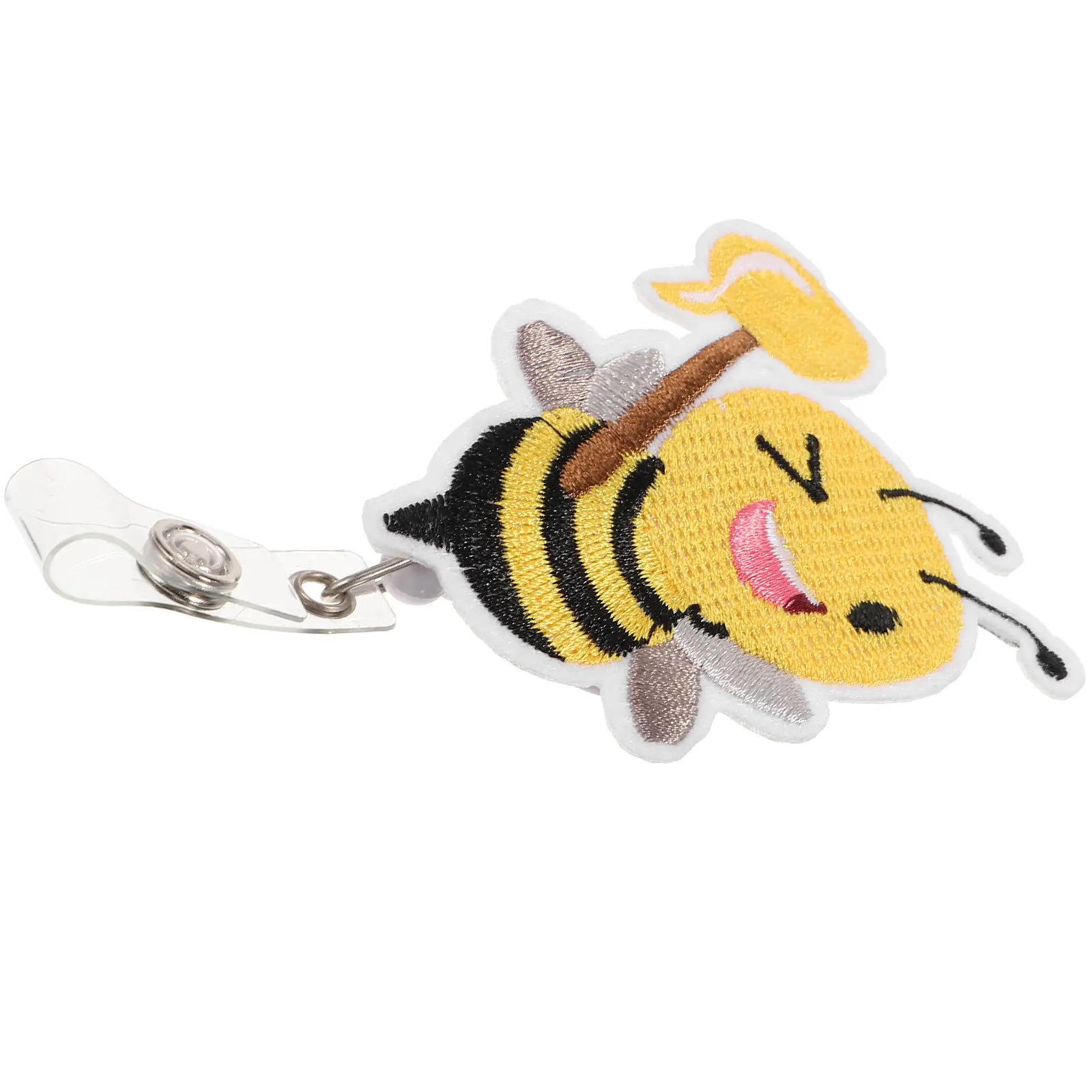 Decorative Felt Bee Badge Holder Portable Id Card Clip Rotating Easy Use for Nurses Professionals Name Tags Buckle