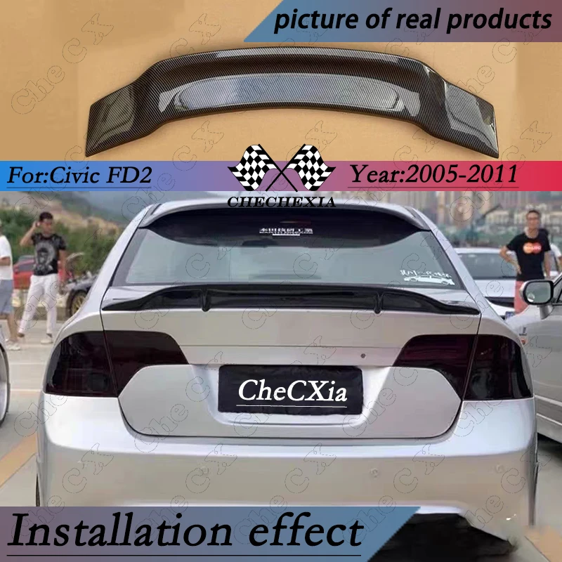 For 2005-2011 Honda Eighth Generation Civic FD2 High Quality ABS Material Bright Black Rear Spoiler Trunk Lid R Style ﻿