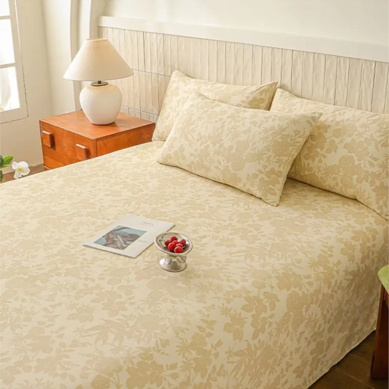 Retro Style Printed Dyed Polyester Cotton Old Coarse Fabric Thick Bed Sheet Single Double Bed Student Dormitory Bedsheet ZI462