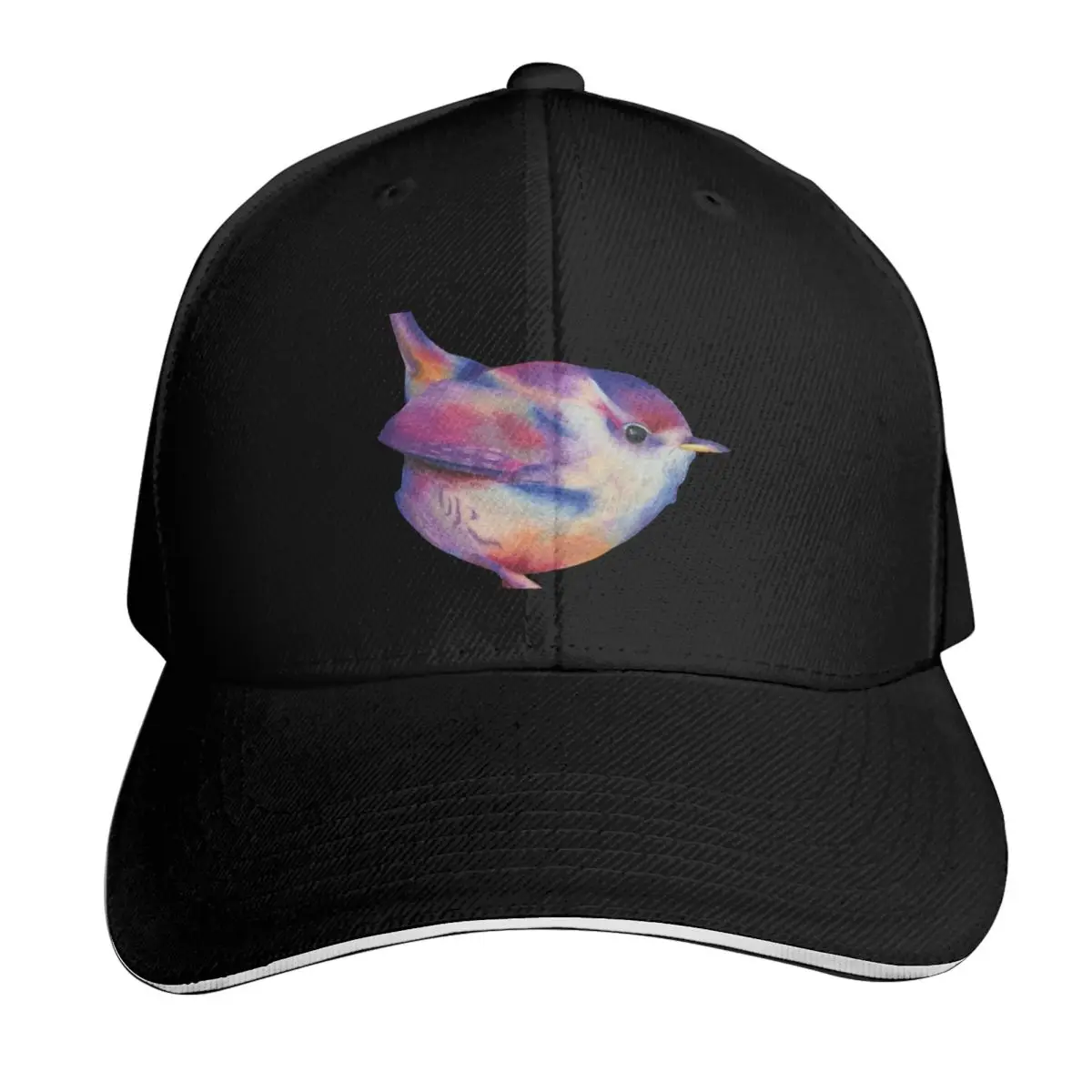Colorful Realistic Wren Baseball Cap Cotton Twill Breathable Contrast Two Tone Brim Snapback Flat Bill