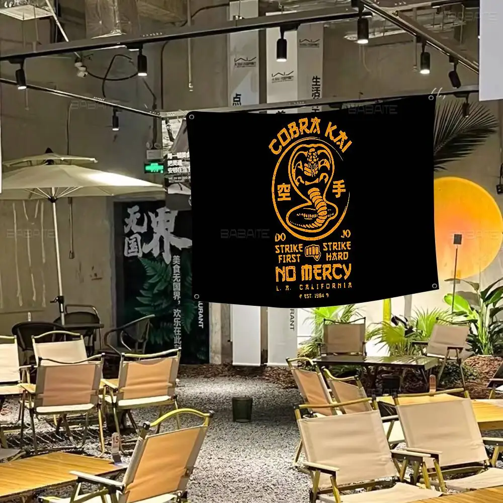 Classic TV Dramas Cobra Kai Small Size Cheerleading Banner Hand Pulled Flag Outdoor Atmosphere Flags