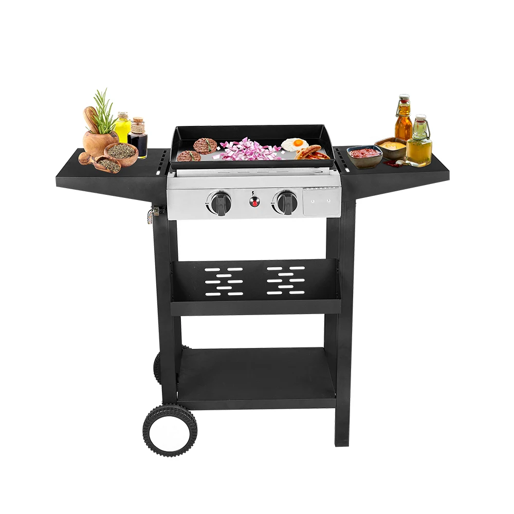 Propane Gas Grill 2 Burner BBQ Smokeless Grill Stove Flat Top Griddle For Outdoor Cooking