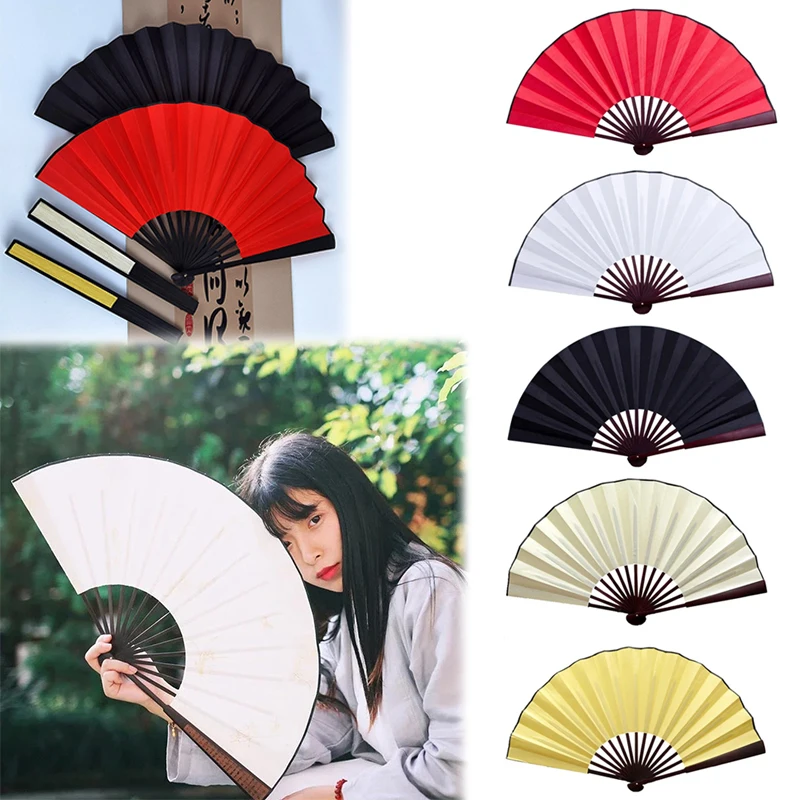 10Inch Folding Fan Hand Silk Cloth DIY Chinese Folding Fan Wooden Bamboo Antiquity Fold Fans DIY Calligraphy Painting Decor