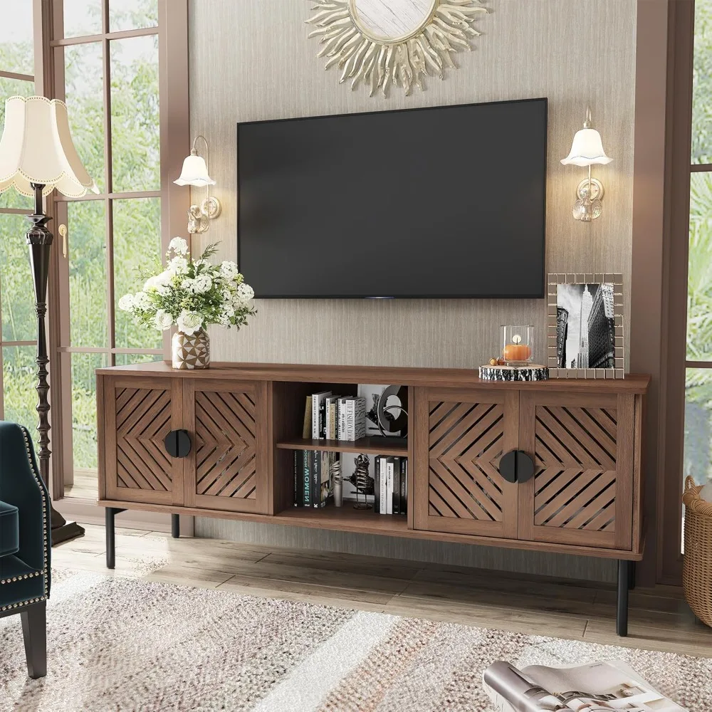 63" Modern TV Stand for Living Room | Long Entertainment Center with Storage