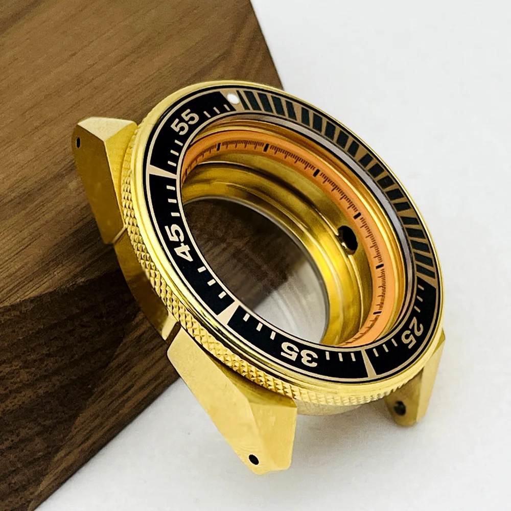 44Mm Srpe Samurai King Horloge Case Fit Voor Nh34 Nh35 Nh36 4r35 7S Beweging Saffier Glas Mannen Duiken Goud Samurai Horloge Gevallen