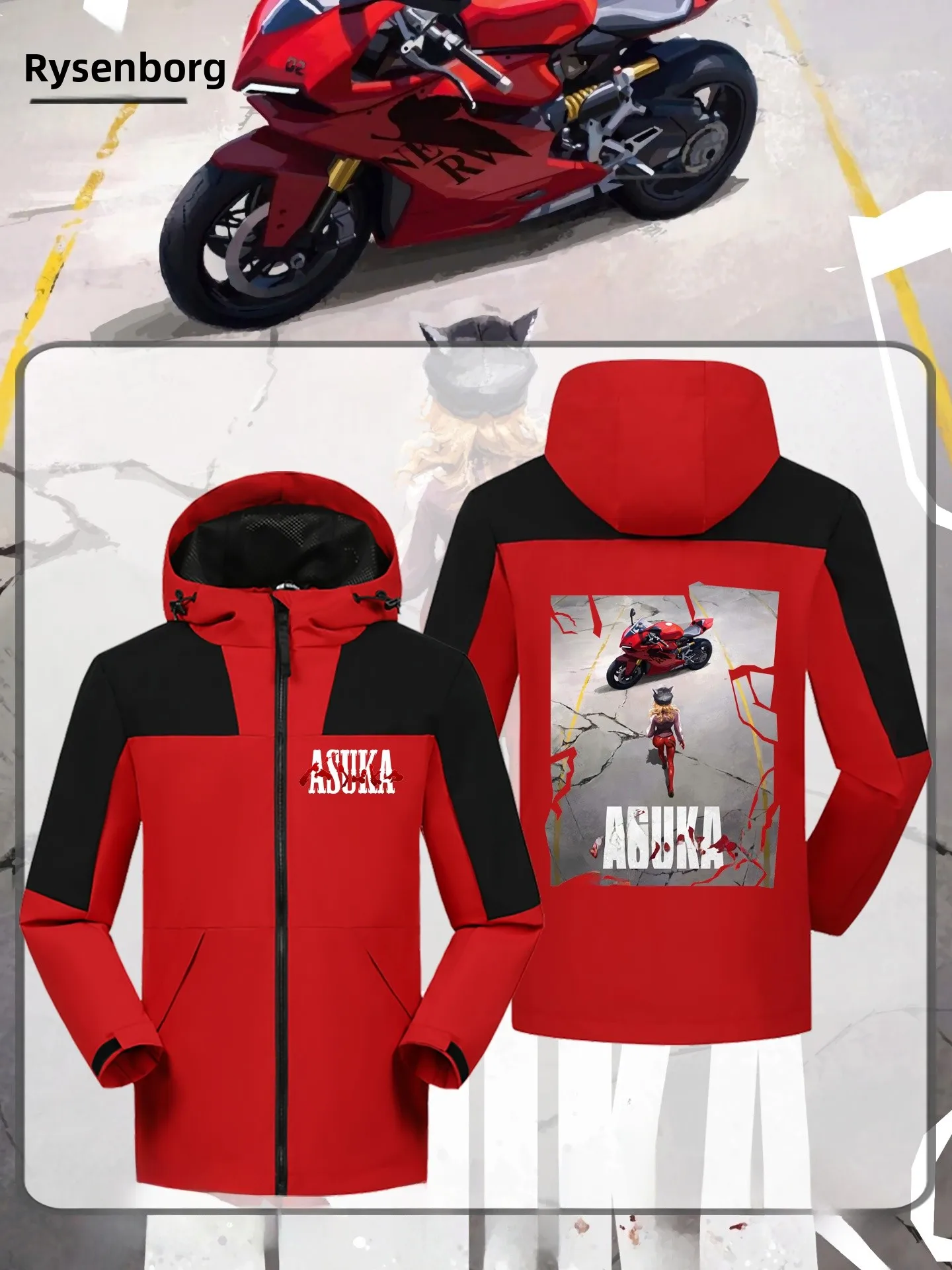 

Akiira Motorcycle Collaboration Men's Jaet Casual Loose Fit Polyester Fiber Windproof Printed Coat for Autumn Versatile