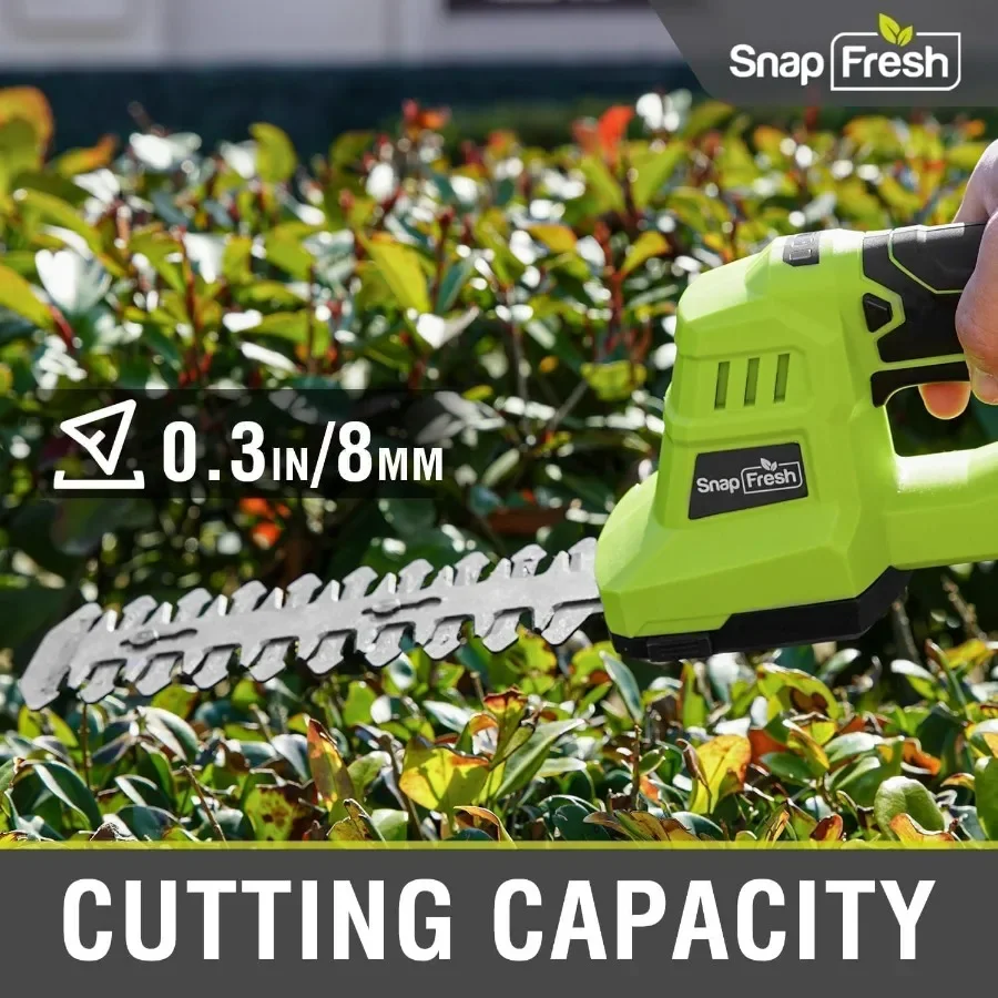 12V Cordless Grass Shears Hedge Trimmer 2 in 1 Handheld Bush Trimmer Grass Cutter with 2.0Ah Battery Charger Included Lightweig