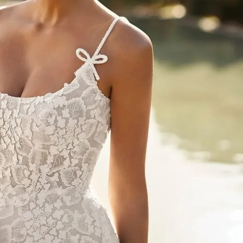 

Shiny ivory white flower Appliques Lace layering Wedding Dresses straps off-shoulder Bridal Gowns Made Customized