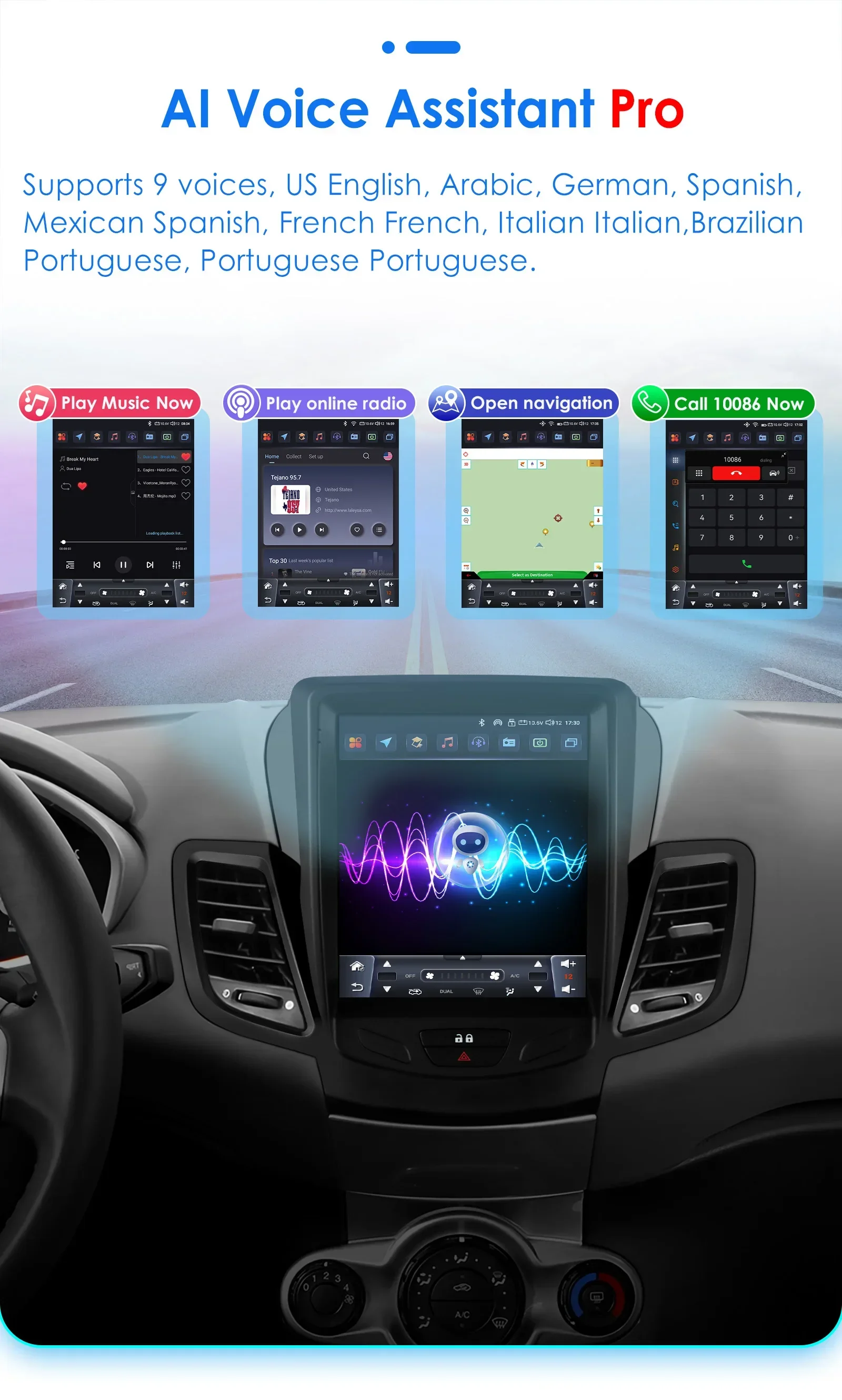 Hizpo 2Din Android 14 Auto-Multimedia-Player für Ford Fiesta MK7 2009–2016 GPS Carplay 4G AI Intelligenter Bildschirm Autoradio 360 Cam – Detail 20
