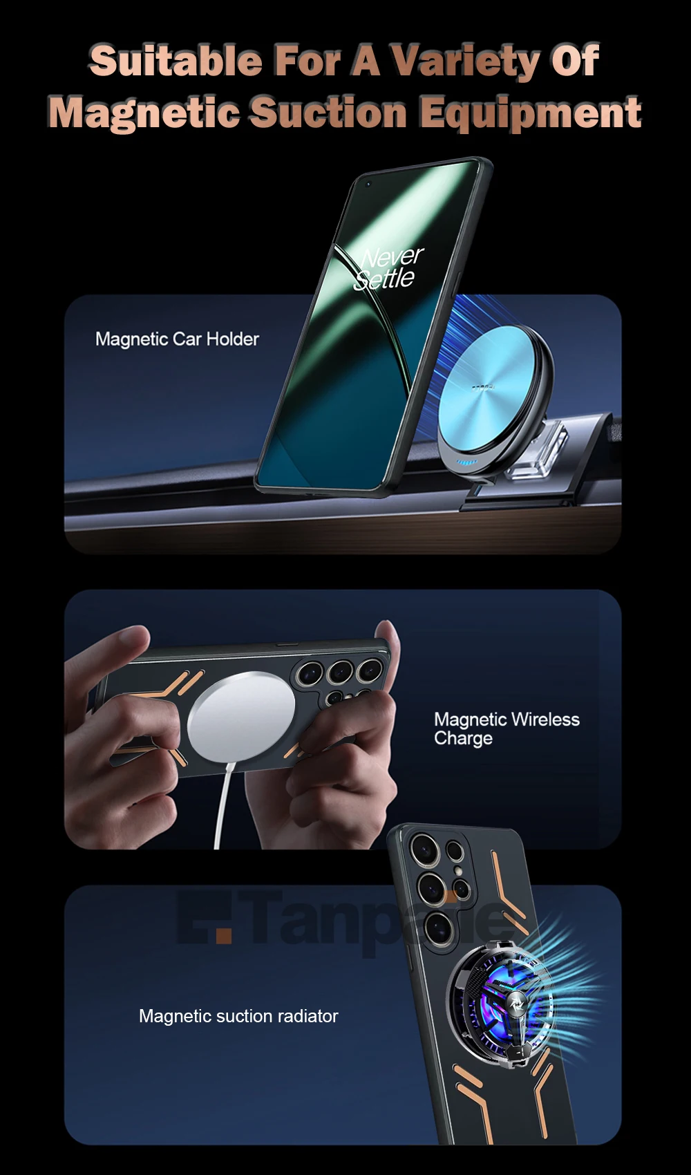 حافظة تبريد للشحن اللاسلكي Magsafe لهاتف سامسونج S25 Ultra S24 S23 S22 S21 + حافظة هاتف معدنية نحاسية مقاومة للصدمات