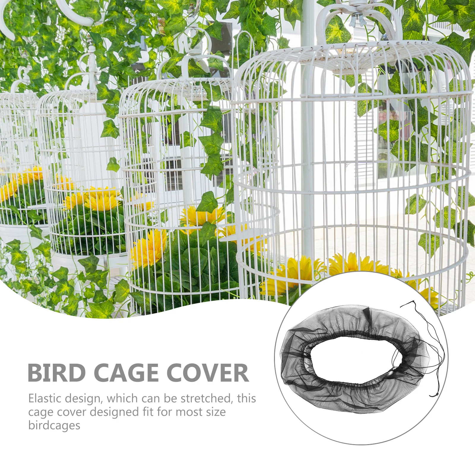 

Bird Cage Protective Cover Elastic Nylon Netting Dust Proof Splash Proof Easy Clean Breathable Pet Accessories