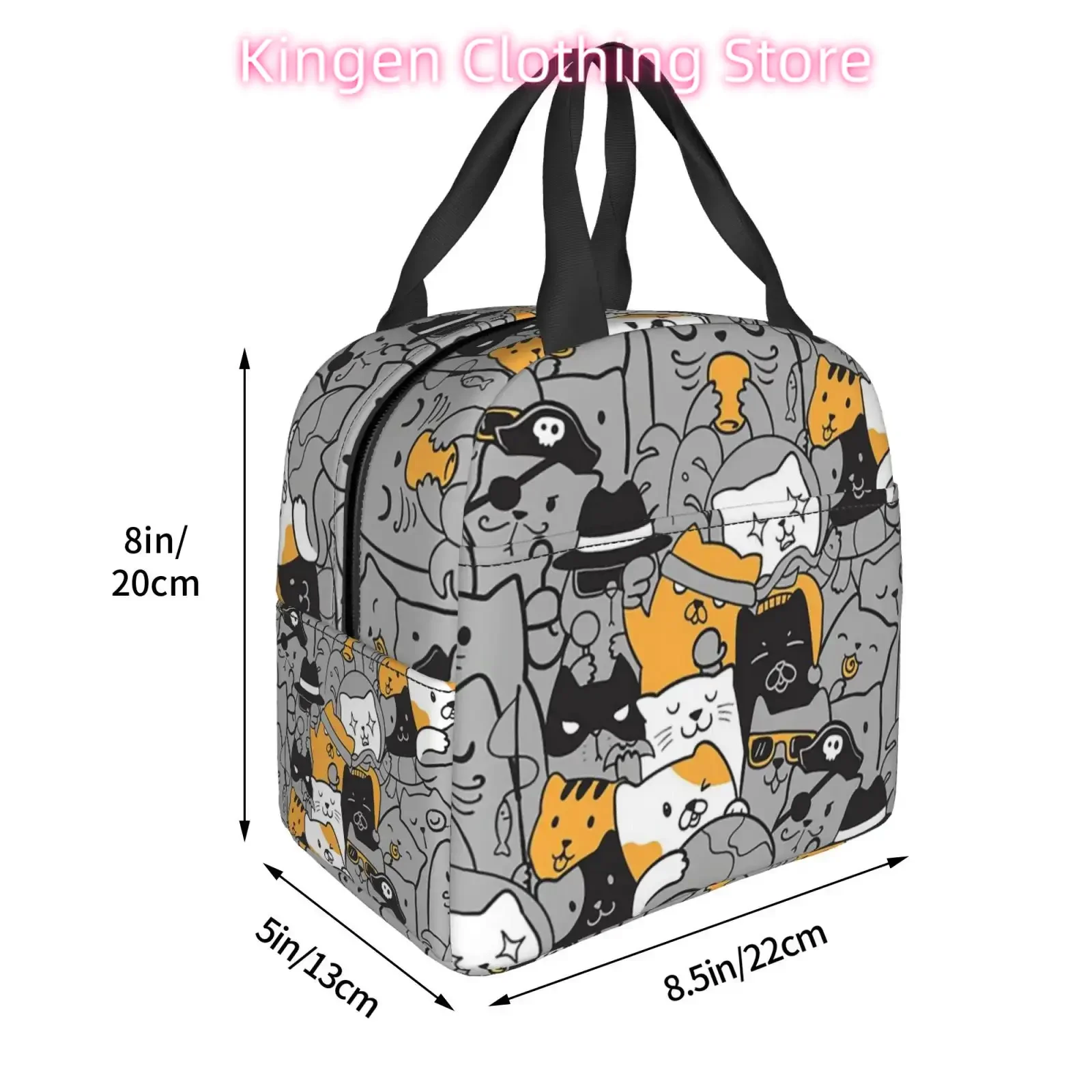 Kawaii Cute Cat Lunch Bags Insulated Lunch Box for Women Men Tote Bag Lunch Container for Work Travel Outdoors Picnic