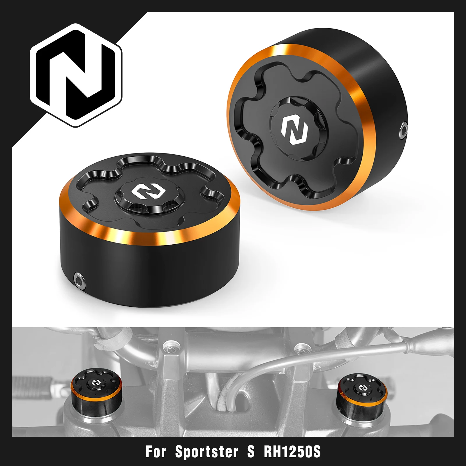 NICECNC Upper Fork Stem Nut Covers Caps For Harley Sportster S RH1250S 2021-2024 RH 1250S RH1250 S RH 1250 S 2021 2022 2023 2024