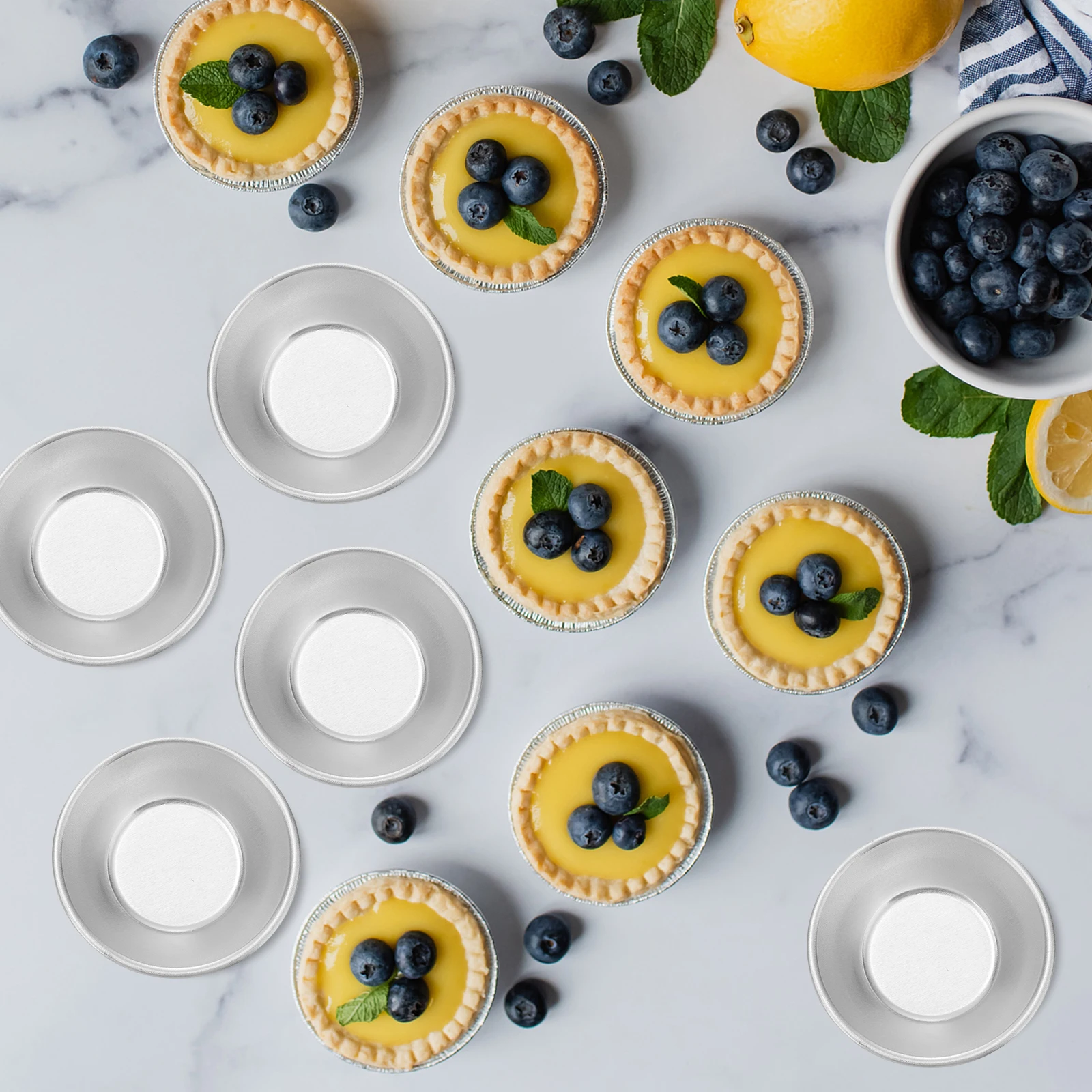 

25 pcs Egg Tart Mold Mini Round Cups Baking Molds Stainless Steel Non Stick Aluminum Alloy Tart Pan Fruit Pie Cupcake