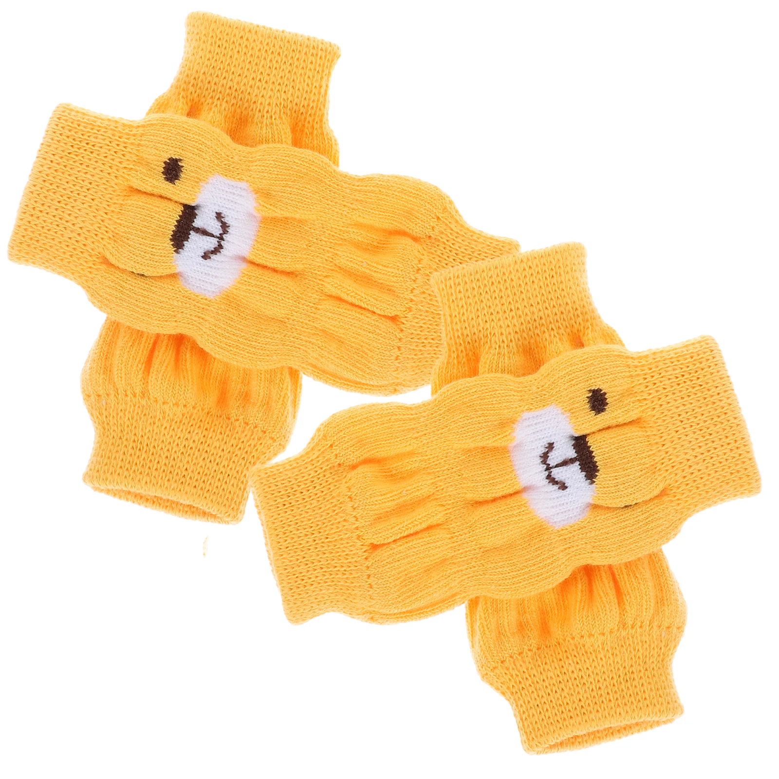 

4pcs Pet Socks Dog Leg Warmers Yellow Cotton Anti-slip Protectors Small Dogs Durable Cartoon Style Pet Supplies Dog Leg Sleeves