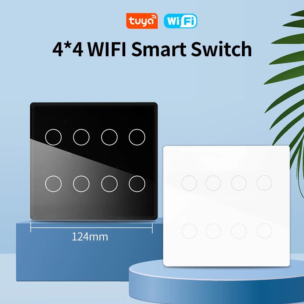 4/6/8 Gang Tuya Smart WiFi 4x4 Brazil Wall Light Switch Touch Panel Sensor Smart Home Interruptor Work with Alexa Google Home